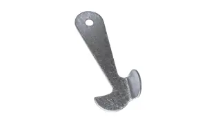 Metalowy zaczep hakowy z otworem do mocowania.