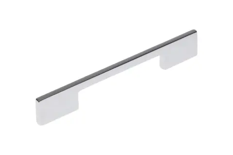 Elegancki, chromowany uchwyt meblowy 128mm, idealny do nowoczesnych wnętrz.