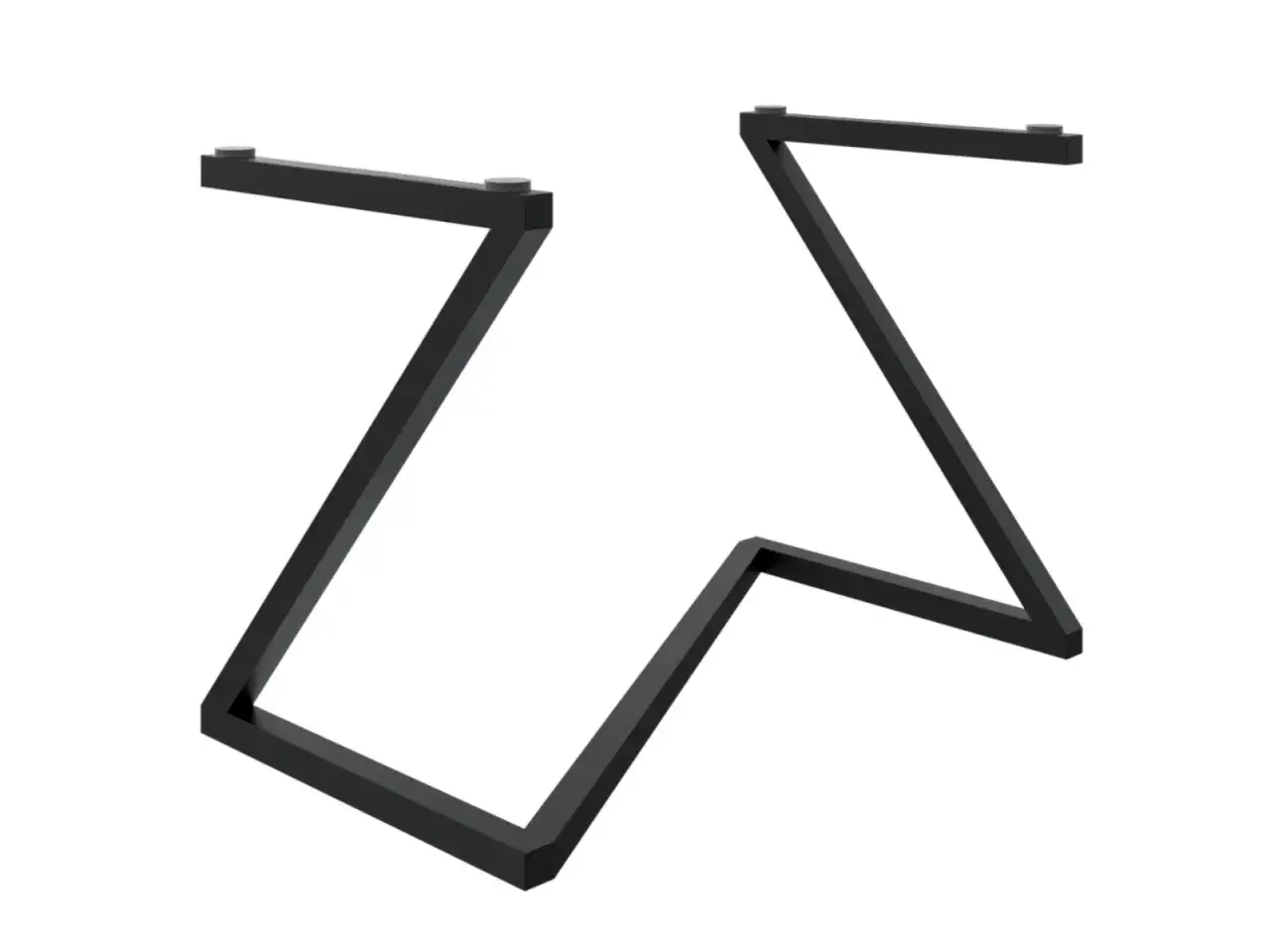 Nowoczesne, czarne nogi do stołu szklanego o geometrycznym kształcie litery Z.